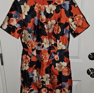 J. Crew Collections Floral Mini Dress - Orange, Black, and Cream Sz. 6